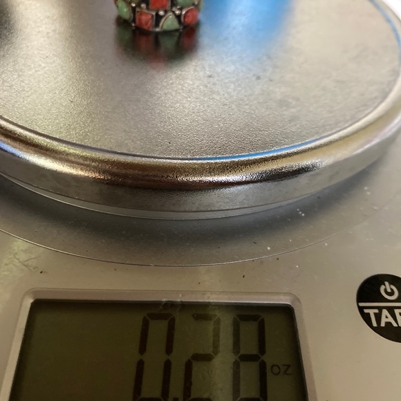 Native American turquoise, red coral, silver hoops - Picture 7 of 7